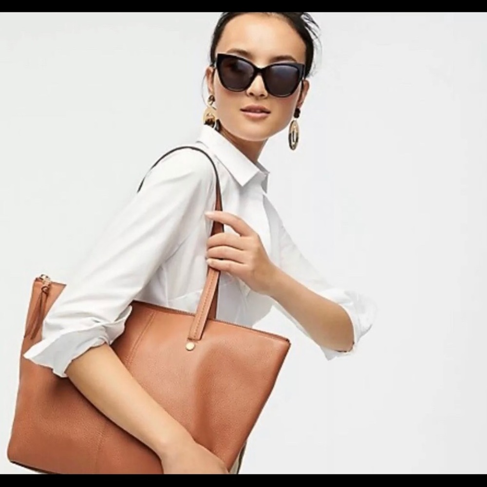 JCrew Madewell NEW Leather Transport Tote ZIP Top